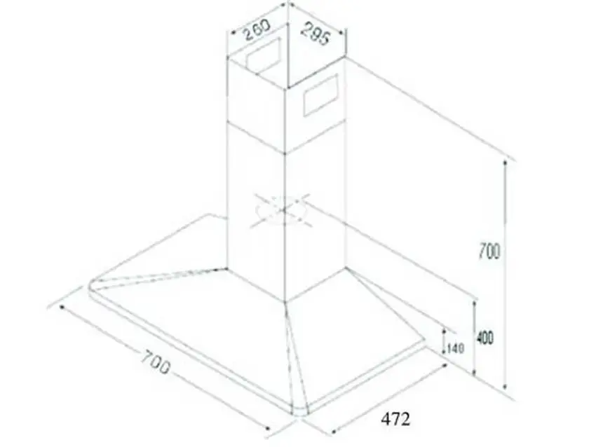 Kích thước của máy hút khói khử mùi Rinnai RVH-700P(G)