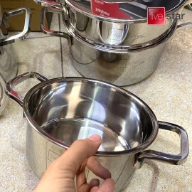 Bộ Nồi Xửng Inox 304 Thân Đúc Đáy Liền Fivestar Plus 20cm Vung Inox