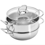 Nồi Kèm Xửng Hấp Inox 3 Đáy Cao Cấp Fivestar 20cm Vung Kính