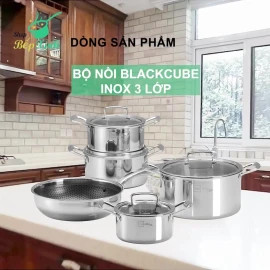 Bộ Nồi Chảo Chống Dính 3 Lớp Đáy Liền Inox 304 Fivestar Plus Blackcube FPB5007