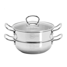 Nồi Kèm Xửng Hấp Inox 3 Đáy Cao Cấp Fivestar 20cm Vung Kính
