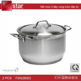 Nồi Inox 3 Đáy Fivestar 26cm Nắp Inox - Hàng Chính Hãng