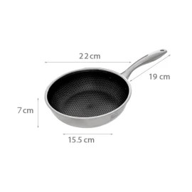 Chảo Sâu Lòng Chống Dính 3 Lớp Inox 304 Fivestar Blackcube 22cm Đáy Liền FPC22002