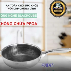 Bộ Nồi Chảo Chống Dính 3 Lớp Đáy Liền Inox 304 Fivestar Plus Blackcube FPB5007