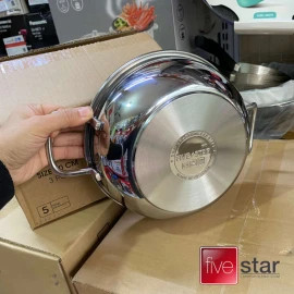 Nồi Kèm Xửng Hấp Inox 3 Đáy Cao Cấp Fivestar 20cm Vung Kính
