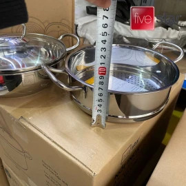 Nồi Kèm Xửng Hấp Inox 3 Đáy Cao Cấp Fivestar 20cm Vung Kính